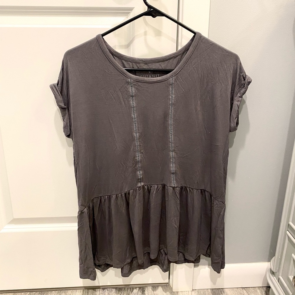 Grey Tiered Short Sleeve Shirt
